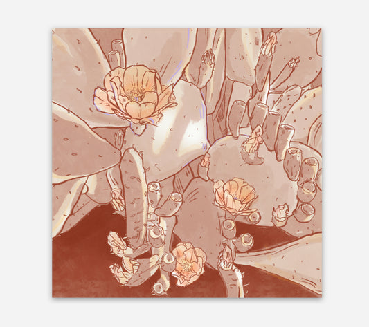 Peachy Prickly Pear Sticker 3”x3”